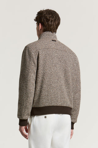 Bomber in tweed in misto lana, seta cashmere