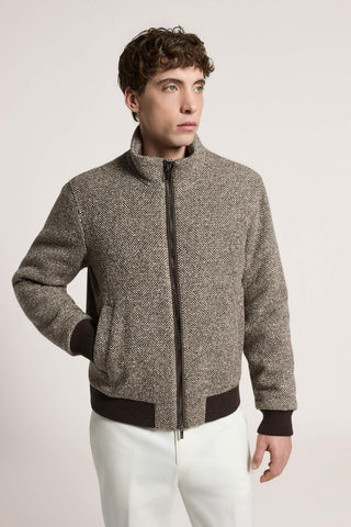 Bomber in tweed in misto lana, seta cashmere
