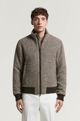 Bomber in tweed in misto lana, seta cashmere