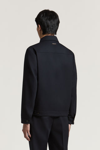 Giubbino a camicia in gabardina di pura lana