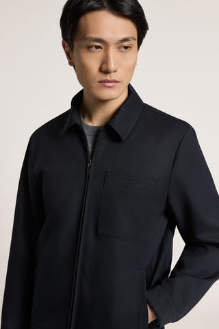 Giubbino a camicia in gabardina di pura lana