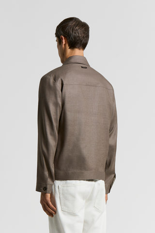 Overshirt in misto lino lana