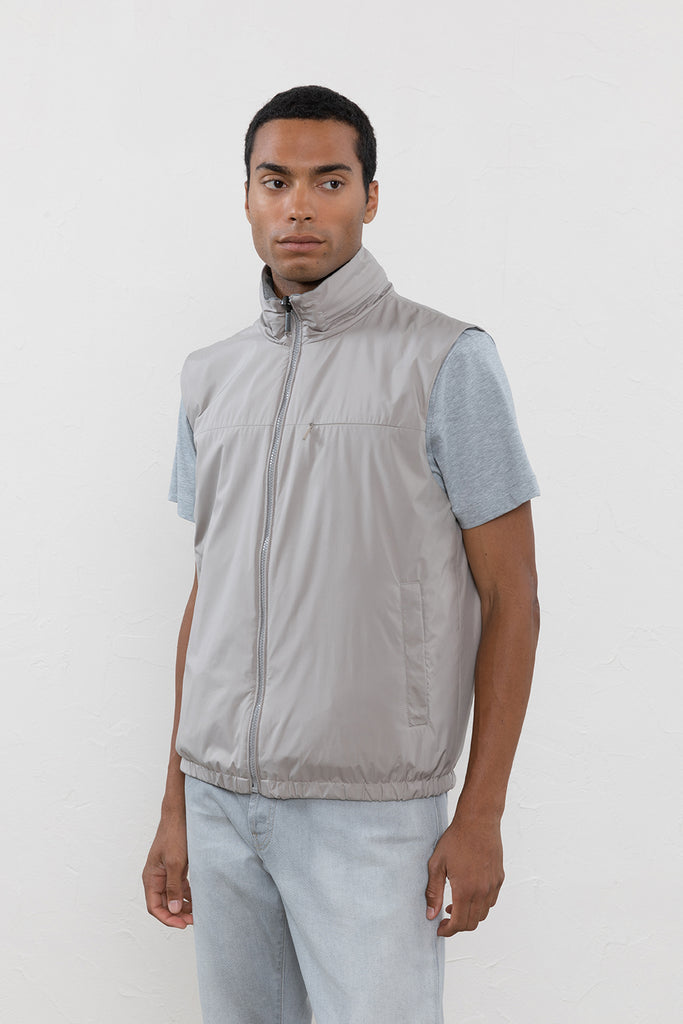 Technical microfibre and jersey reversible gilet  