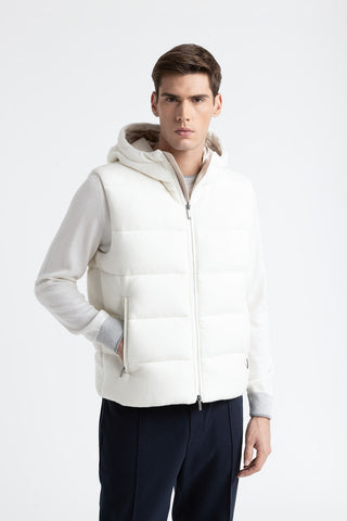 Goose down vest in wool and cashmere  