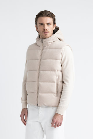 Goose down vest in wool and cashmere  