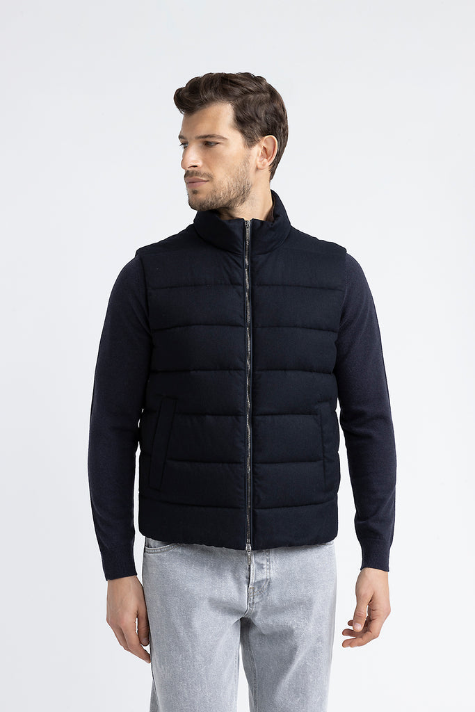 Sleeveless goose down jacket in cashmere  