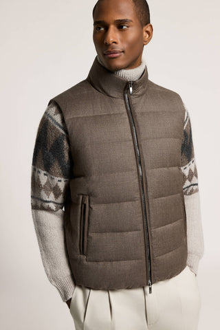 Gilet in piuma in flanella di pura lana
