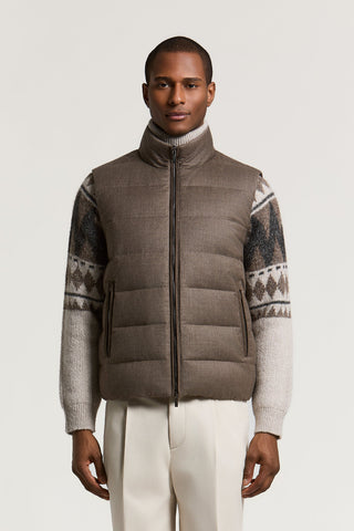 Gilet in piuma in flanella di pura lana