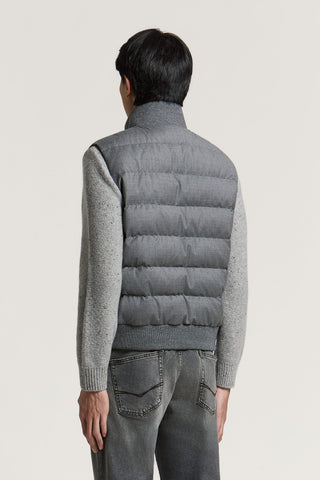 Gilet in piuma e vera pelle scamosciata