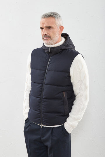 Down-filled dual-fabric gilet  