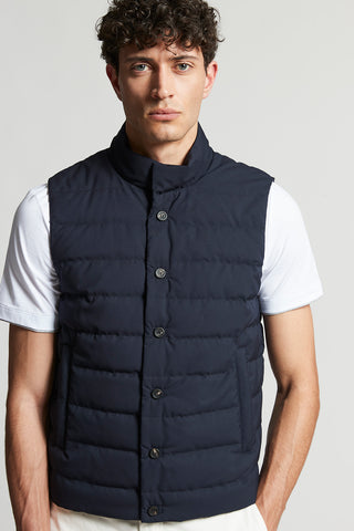 Down waistcoat and technical viscose