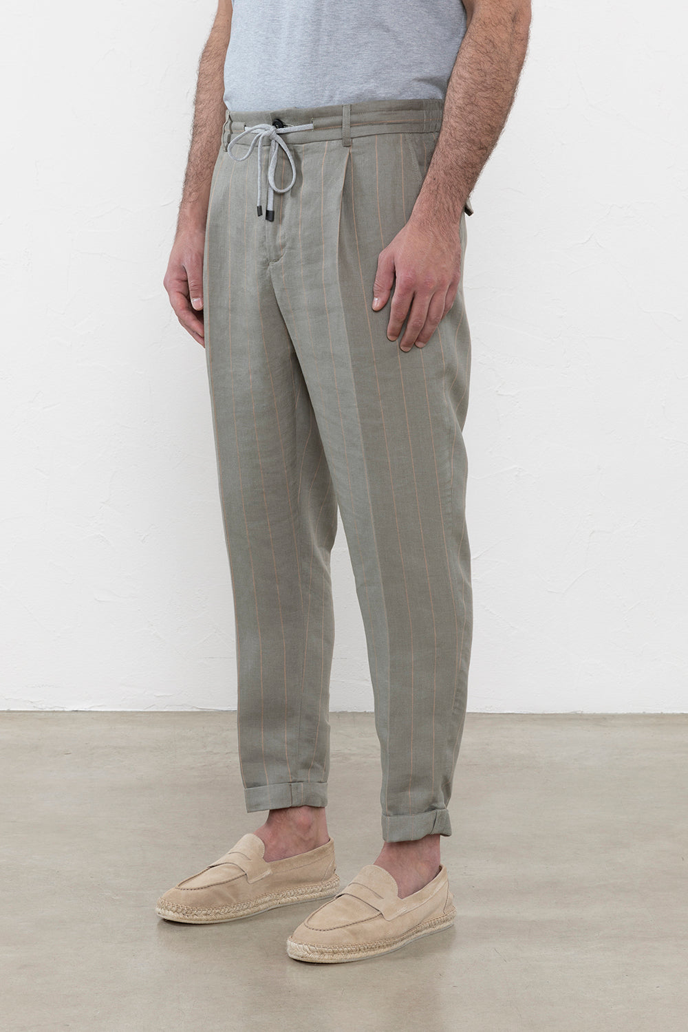 Peserico Pantalone jogger in lino gessato