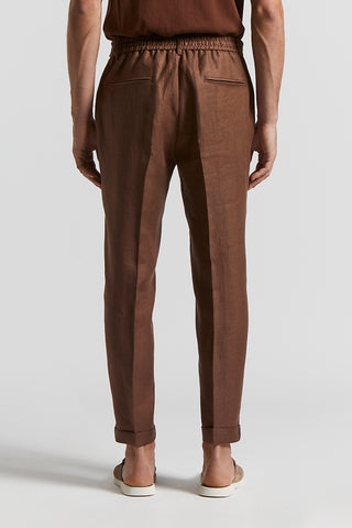 Pure linen gabardine jogger trousers