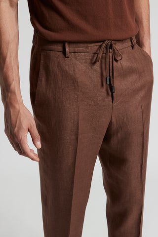 Pure linen gabardine jogger trousers