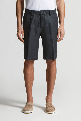 Pure linen gabardine Bermuda shorts