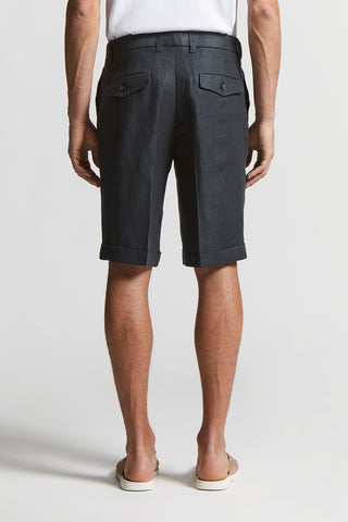 Pure linen gabardine Bermuda shorts