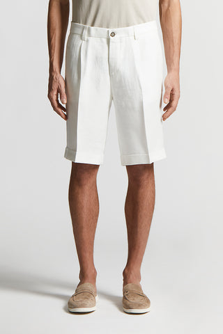 Pure linen gabardine Bermuda shorts