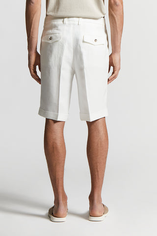 Pure linen gabardine Bermuda shorts