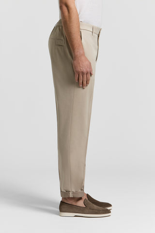 Pantalone jogger in twill di cotone e lana