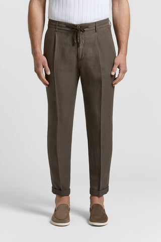 Pantalone jogger in tela di lino leggera