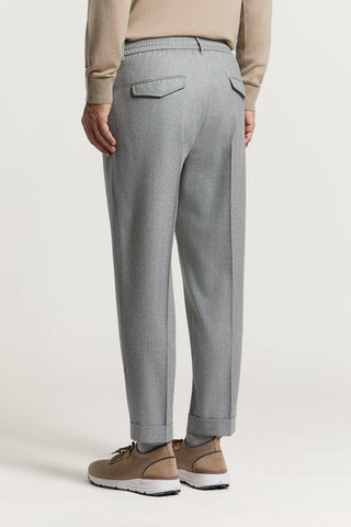 Pantalone jogger in gabardina cardata in pura lana