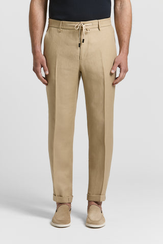Pantaloni in gabardina in puro lino