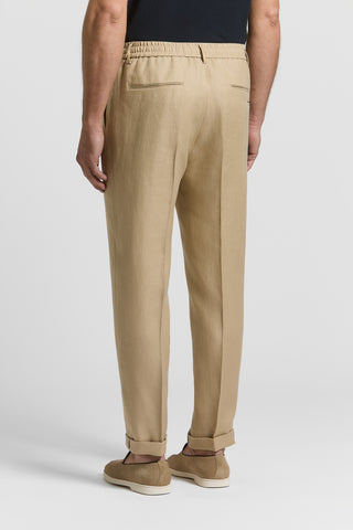 Pure linen gabardine trousers