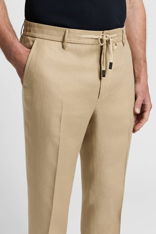 Pantaloni in gabardina in puro lino