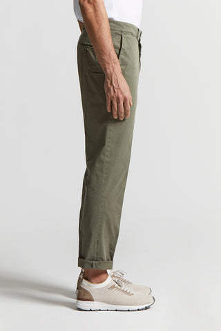 Stretch cotton gabardine chino trousers