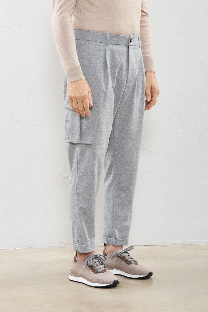 Single-pleat flannel chinos  