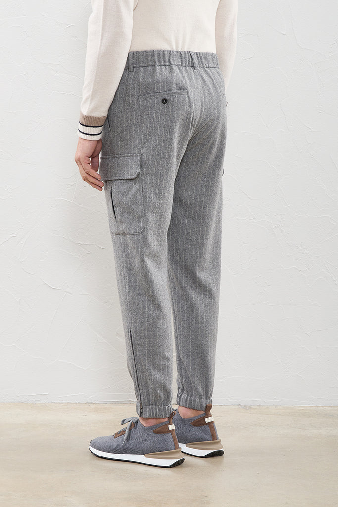Pinstripe flannel cargo trousers  