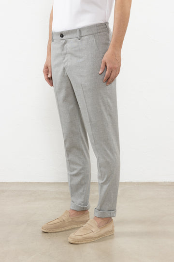 Fil à fil wool, silk and cotton fil à fil flat front trousers  