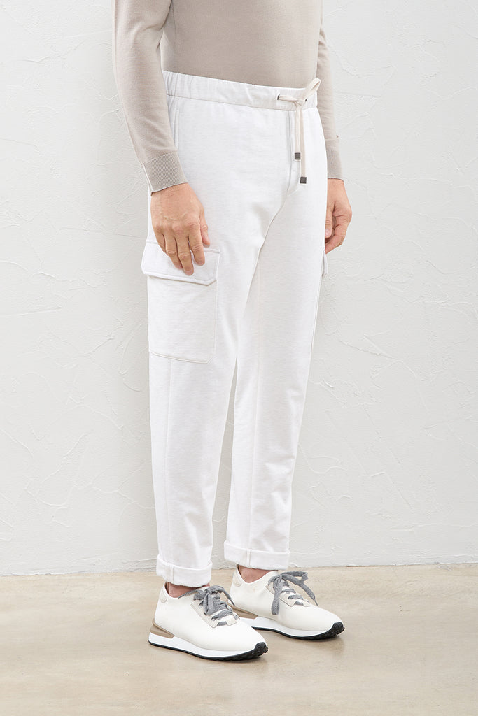 Jogger trousers with pockets in cotton jersey  