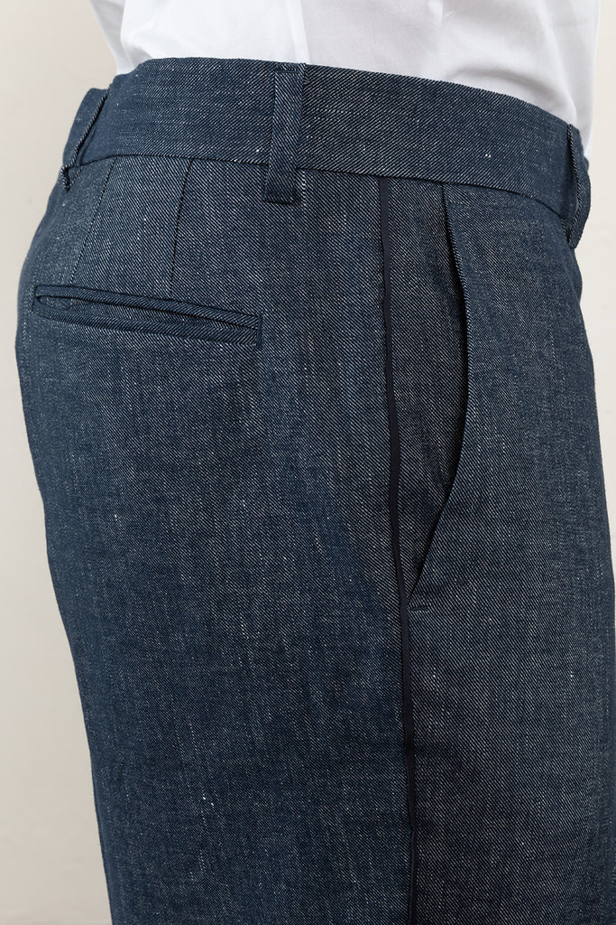 Linen-cotton flat front trousers  