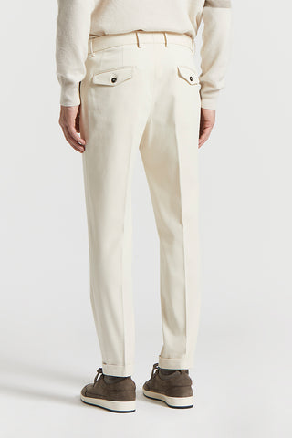 Cotton gabardine trousers with darts