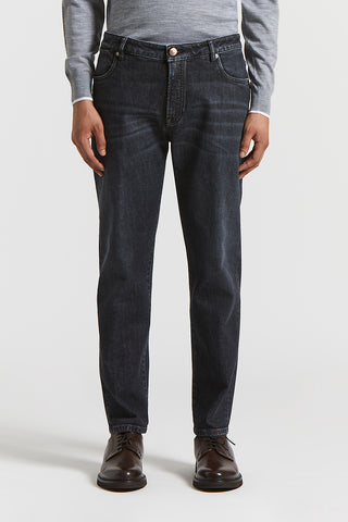 Dark carrot-fit denim jeans