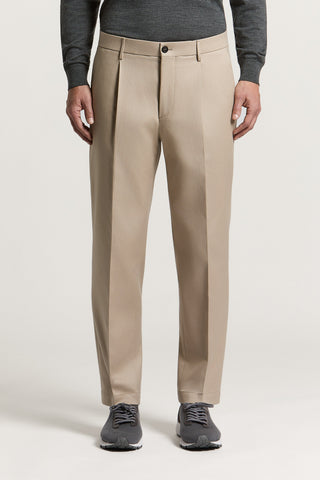 Pantalone in gabardina di lana e cotone