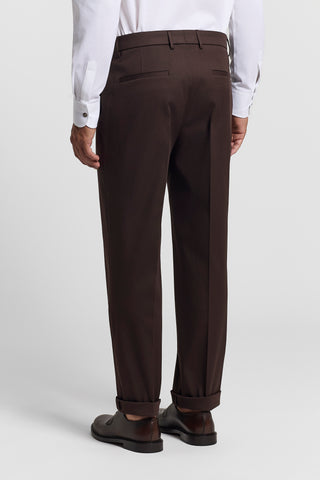 Pure cotton gabardine trousers with darts