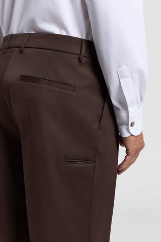 Pure cotton gabardine trousers with darts