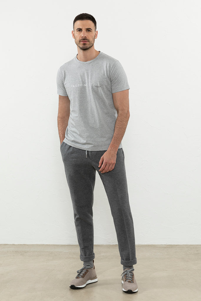 Joggers with one pleat in brushed cotton jersey  