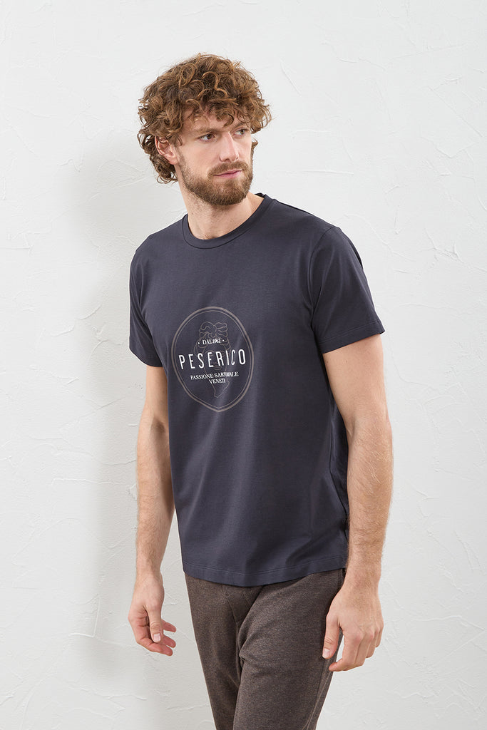 T-shirt in pure mako cotton with print  