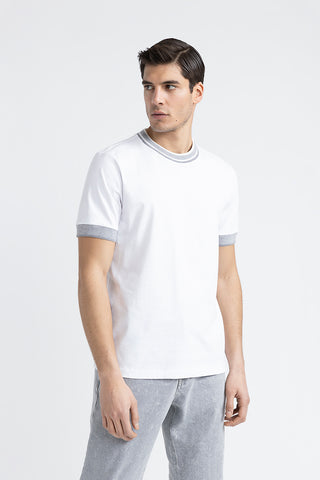 Pure cotton jersey T-shirt with knitted details  