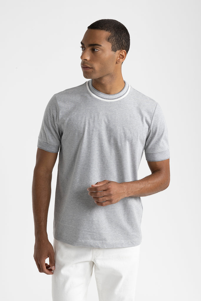 Pure cotton jersey T-shirt with knitted details  