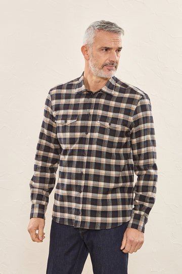 Brushed cotton shirt with patch pockets  