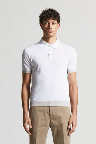 Linen and cotton crepe polo shirt