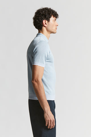 Linen and cotton crepe polo shirt