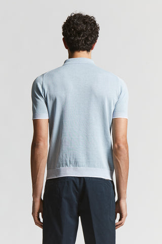 Linen and cotton crepe polo shirt