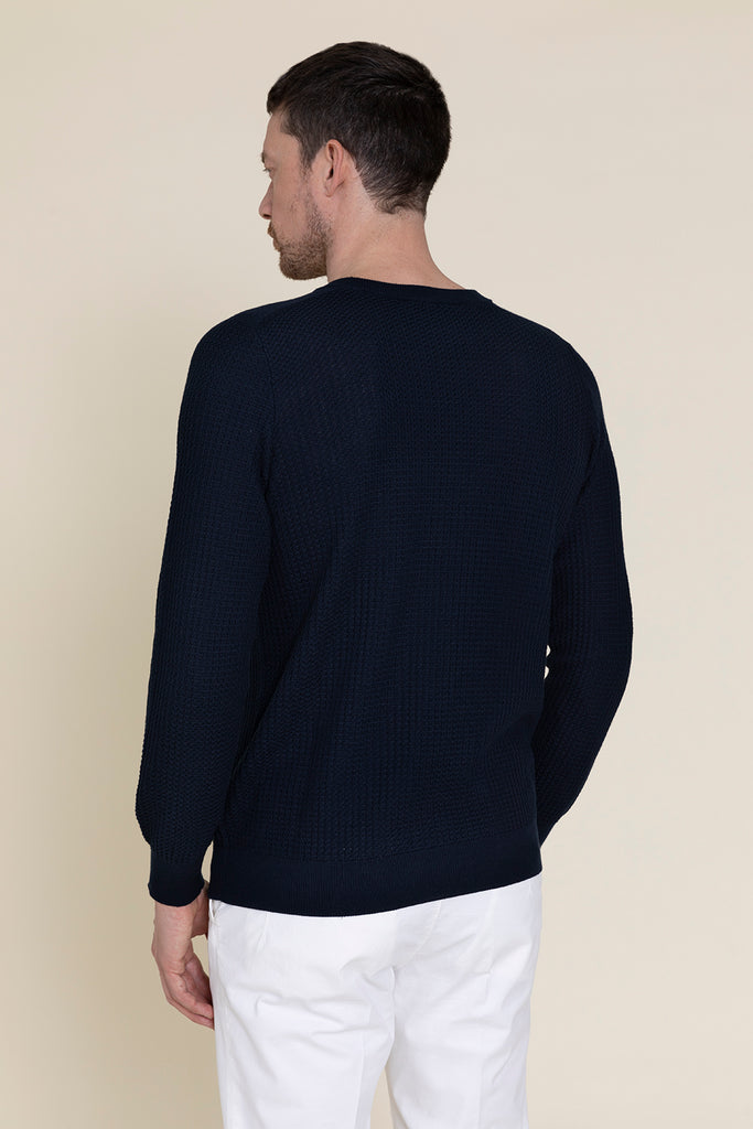 Crewneck sweater in pure cotton yarn  