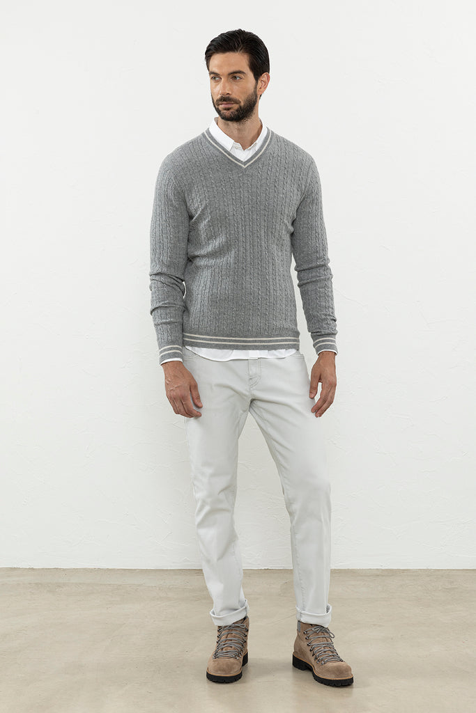 Wool and cashmere cable-knit sweater  