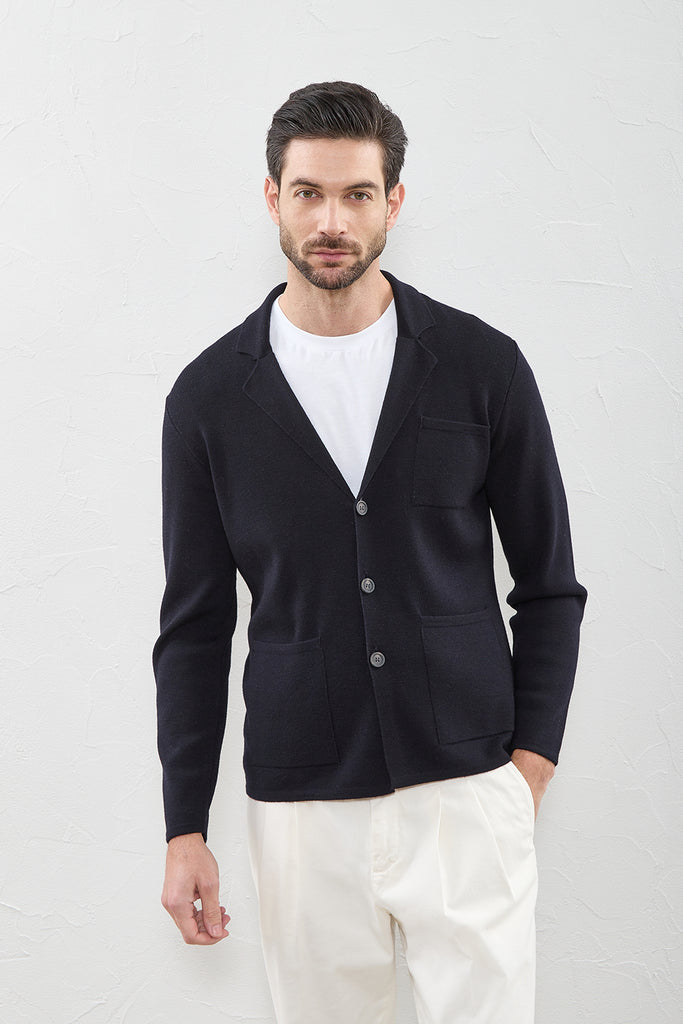 Knitted blazer in fine pure wool  